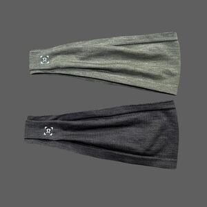 Lululemon Metal Vent Tech Headband Pair Gray Green Set